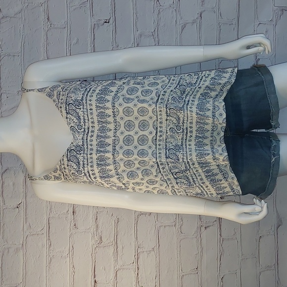 Spaghetti Strap Forever 21 Blue White Paisley Cami Top Women Plus 3x 22 - Picture 2 of 7